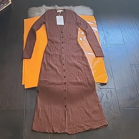 Nwt! Sezane Charlie Midi dress hazelnut - Picture 6 of 13